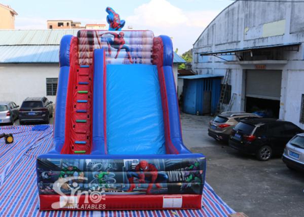 7 meters high kids spiderman inflatable slide with complete digital printing for outdoor parties