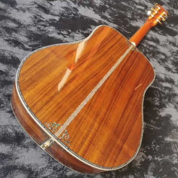 Custom 41-inch all-KOA wood ebony fingerboard, dreadnought, D45 Martin style, abalone inlaid acoustic guitar