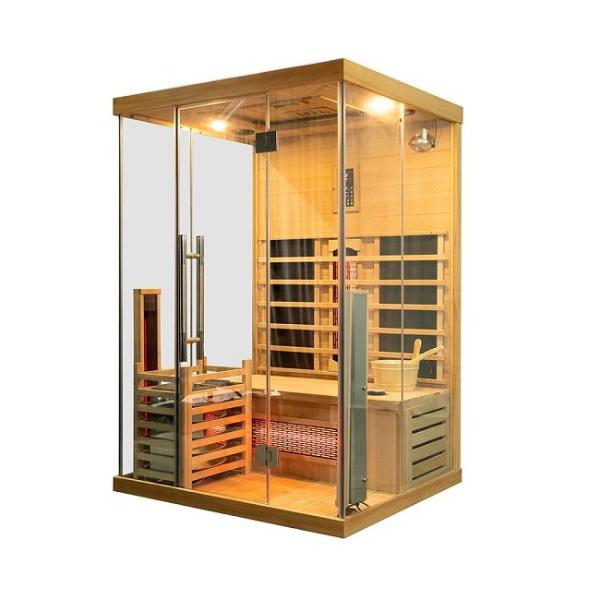 Gorgeous 3 Person Indoor Wooden Traditional Steam And Infrared Sauna Combined