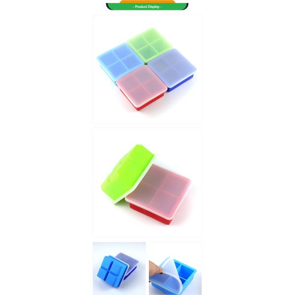 Custom Logo 116g Bpa Free Silicone Ice Cube Tray With Lid Mold Shape Supply