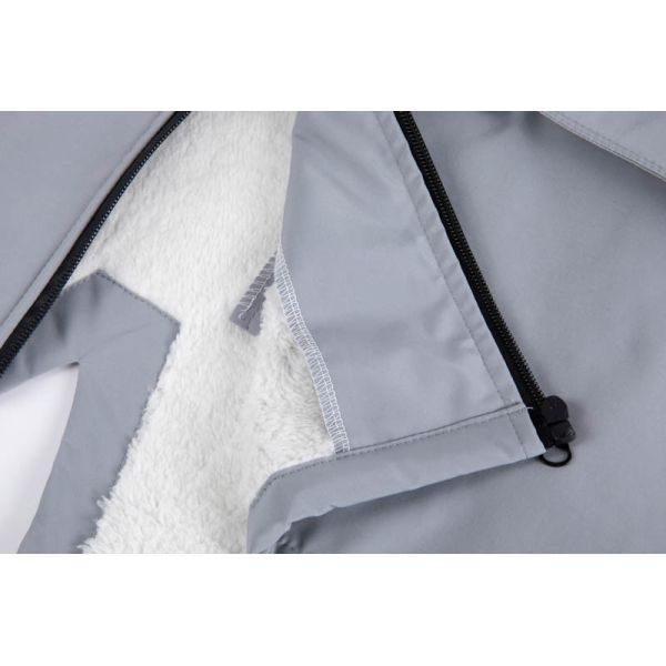 Men's Light Grey Wind-Resistant Fishtail Parka with Sherpa Fleece Lining and Fishtail Back Hem