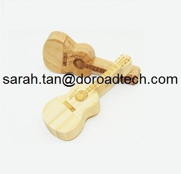 New Wooden Cute Mini Guitar Shaped USB Pen Drives, Hot Sale Guitar USB Memory Sticks