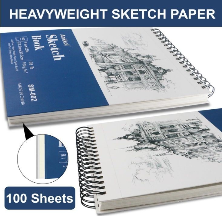 A5 Spiral Bound Sketchbook 100 Sheets of Sturdy Acid Free Drawing Paper for Adults Teens