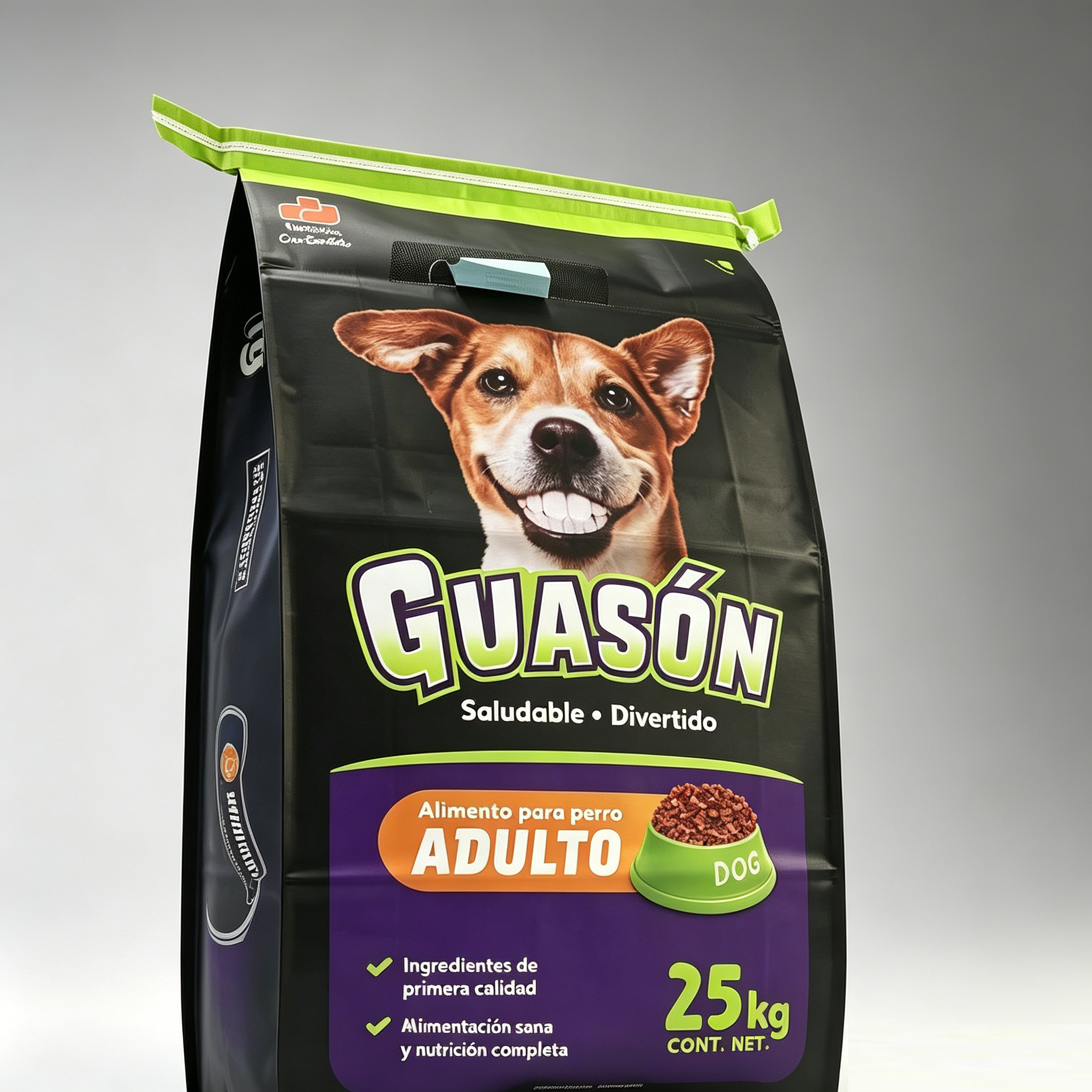 Custom Printed PP Woven Dog Food Bag With Easy Tear Strip | 25KG Heavy Duty Stand Up Sack For Adult Dry Dog Feed Bulk Packaging