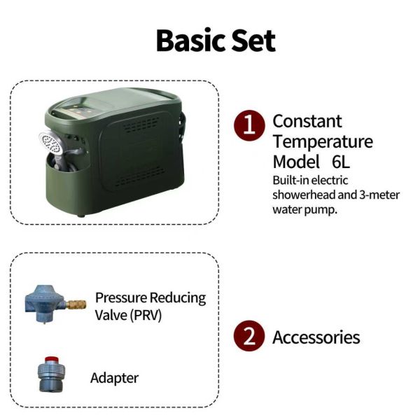 Portable Tankless Gas Water Heater Instant Gas Hot Water Camping Space Saving