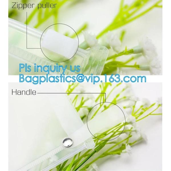 vinyl travel cosmetic bag, Frosted Slider Zipper PVC Bag for Clothes Packaging, PVC/EVA vinyl slider top zipper bag for