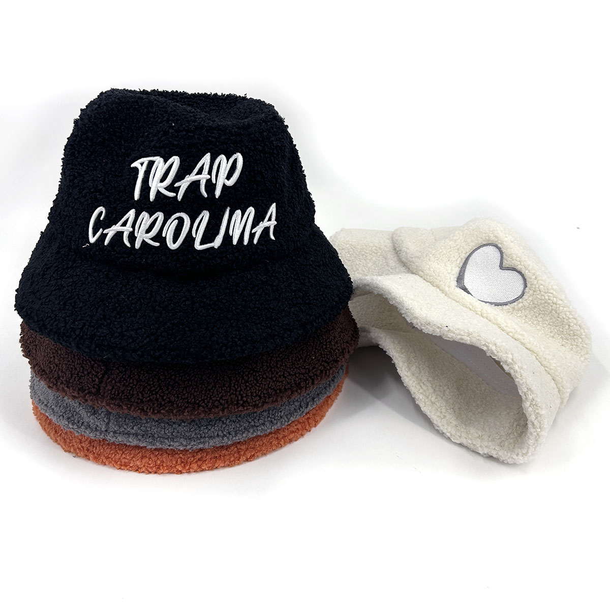 Teddy Velvet Bucket Hat Cotton Satin Fisherman Hat Custom 3D Embroidered
