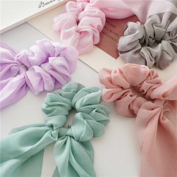 Europe Usa spring summer chiffon thin bow streamer fringed cross-border hot sales women's headwear fabric hair band