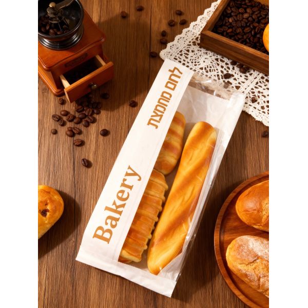 Customized Window Flat Satchel Kraft Paper Bag With Clear  WindowUse For Bakery Bag Bread Bag Food Bag