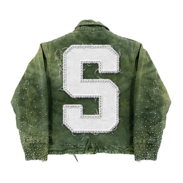 Streetwear Manufacturer Wholesale Rhinestone Zip up Letterman Bomber Jacket for Men Custom Varsity Embroidery Cropped Jacket