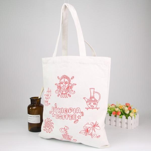 Canvas Printed Reusable Shopping Bags Advertising Cotton Cloth For Student Laptop