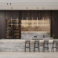 Cuisines en bois laminé à haute brillance contemporain Armoires d'usine fournisseurs