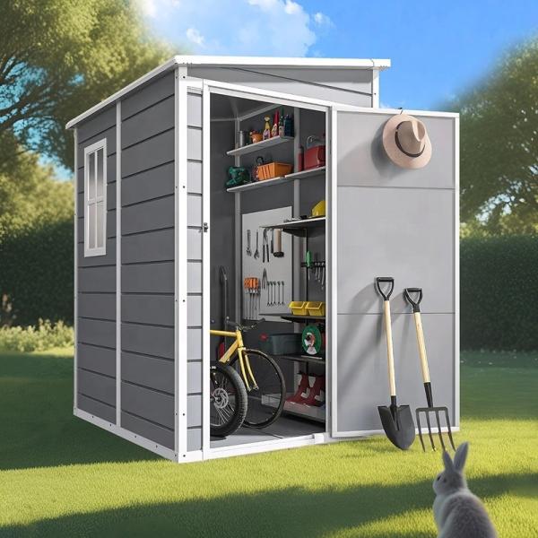3x5ft Weatherproof Plastic Garden Shed with Floor