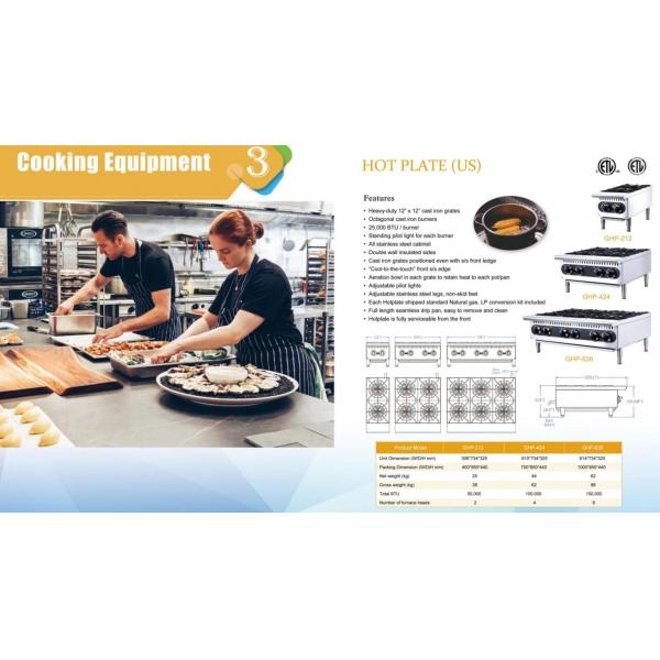 Estufa de gas de encimera para equipos de cocina comerciales de acero inoxidable / Placa caliente resistente para restaurantes