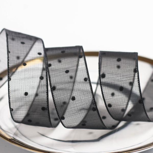 10mm-60mm Dot Velvet Wired Ribbon Вышивка двусторонняя бархатная лента