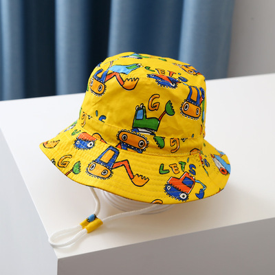2022 Summer Plain Dyed Panama Children Cotton Cartoon Bucket Hat for Boys and Girls