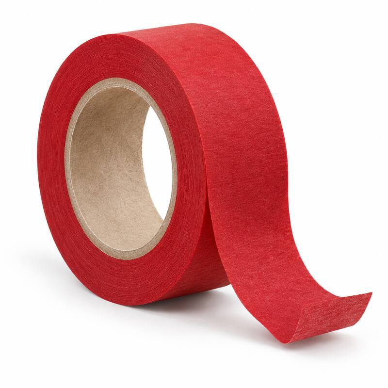 Red High Temperature Masking Tape / Red Crepe Paper Tape / Silicone Adhesive Masking Tape for Industrial Paint Masking, Powder Coating and Heat-Process Surface Protection