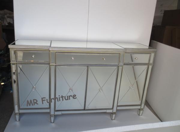 Gold Mirrored Side Board Furniture 178 * 50 * 100cm Size Solid Wood