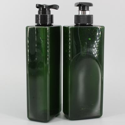 Garrafas Cuboid verdes enegrecidas do champô de 550ml Eco