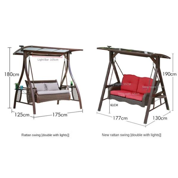 2 Seat Porch Patio Garden Swing Chair With PE Rattan Seat And Aluminium Alloy Frame