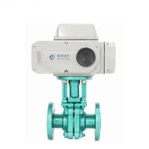 Full Lined Ceramic Flanged Motorized Ball Valve For Acid Waste Water