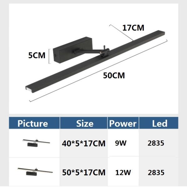 40/50CM 9W/12W LED Mirror Light Waterproof Bathroom Wall Lamp Washroom Cosmetic Wall sconce(WH-MR-27)