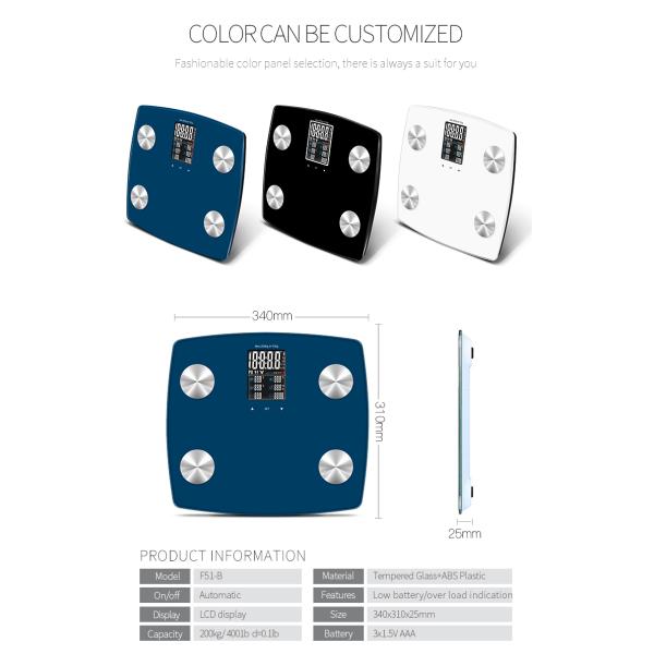 High capacity digital personal 200 kg digital bathroom bmi body fat scale bluetooth scale