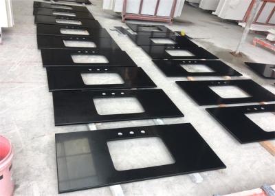 Black Mirror Artificial Quartz Stone Slab Countertop For Kitchen A Grade Pure Black Color