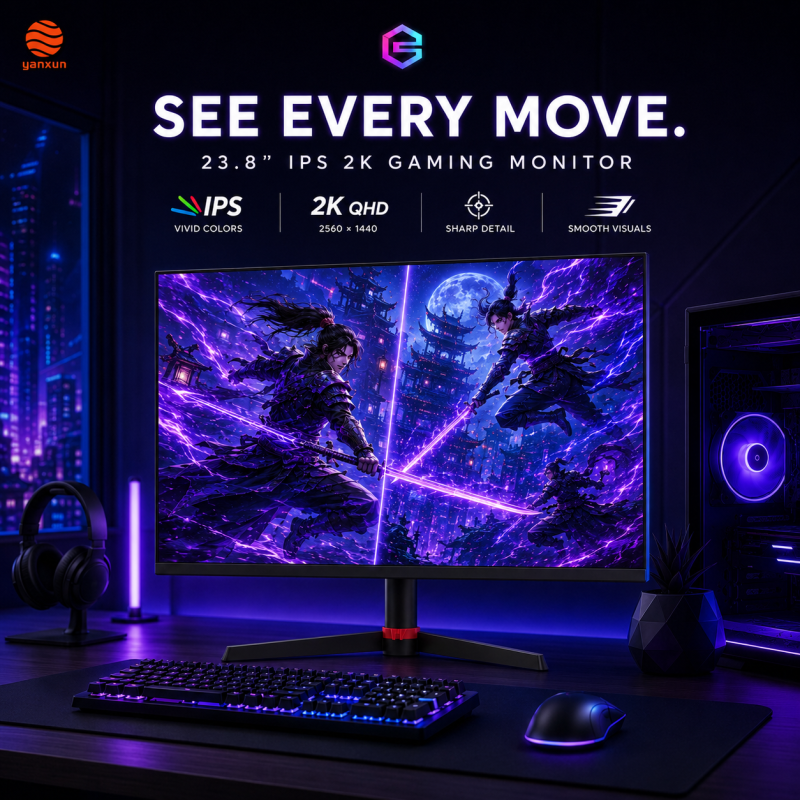 23.8-inch IPS 2K QHD Gaming Monitor, 2560×1440 Quad HD Resolution 165Hz High Refresh Rate 1ms MPRT Ultra-Fast Response Gaming Display for Smooth Competitive Gameplay, Featuring Vivid IPS Panel