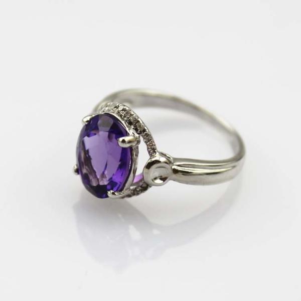 White Gold Plated 925 Silver Pink Cubic Zirconia Gemstone Women Ring (R263)