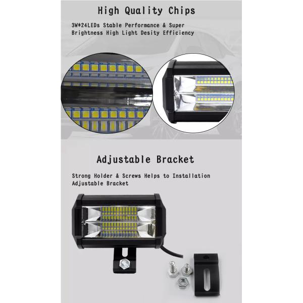 72W 24V Flood 5 Inches Waterproof LED Work Lights