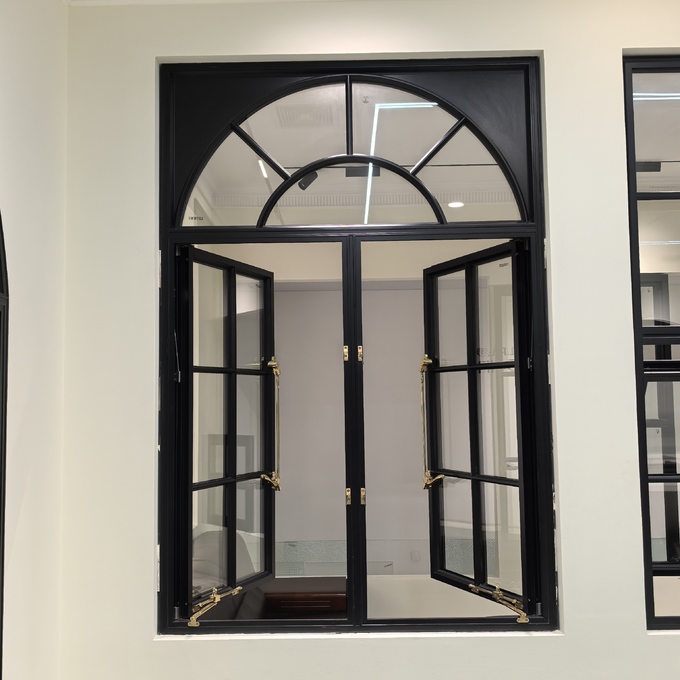 6063-T5 Aluminum Alloy Casement Window Storms Resistant French Retro Style
