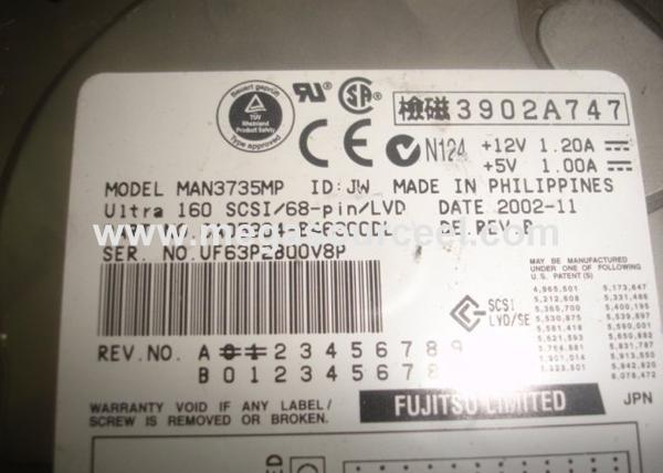 3.5 inch FUJITSU MAN3735MP 73 GB 10K RPM U160 SCSI Hard Disk 68 Pin