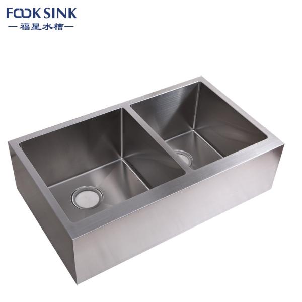 FOOK SINK Double Bowl 304 Handmade Stainless Steel Farmhouse Apron Kitchen Sink