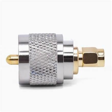Gold-Plated Brass RF Adapter with 50Ω Impedance Matching and Low VSWR ≤1.25 for UHF to SMA Conversion