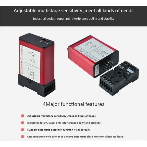 Durable PC+ABS Engineering Plastics Inductive Loop Traffic Detector with 20 kHz to 170 kHz Frequency Range and 100ms Reaction Time