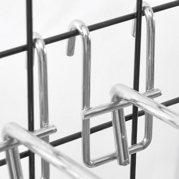 Customized Black Metal Wire Display Racks Hanging Hook Metal Grid Display Rack
