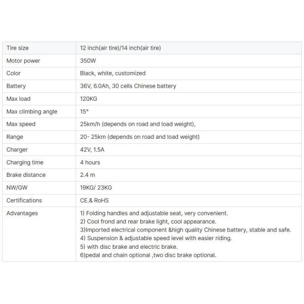 Disc Brake System Foldable Electric Bike Easy Storage