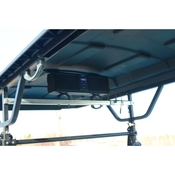 Azul 2 + 2 asientos lujoso carro de golf eléctrico personalizado color y logotipo con batería de litio para diversos escenarios como lugares escénicos y club