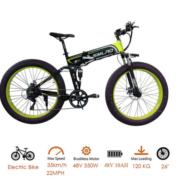Folding Electric Snow Bike , 26 Inch Electric Fat Tire Mountain Bike Aluminum