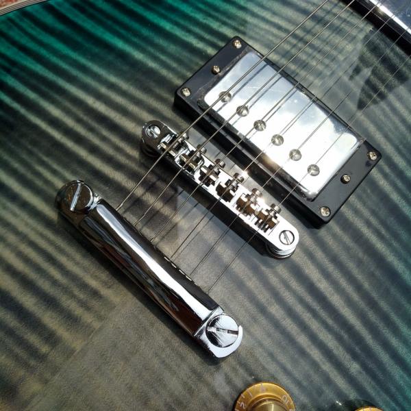 New style high-quality custom LP electric guitar, Green&blue Flame Maple Top Rosewood fingerboard electric guitar, free