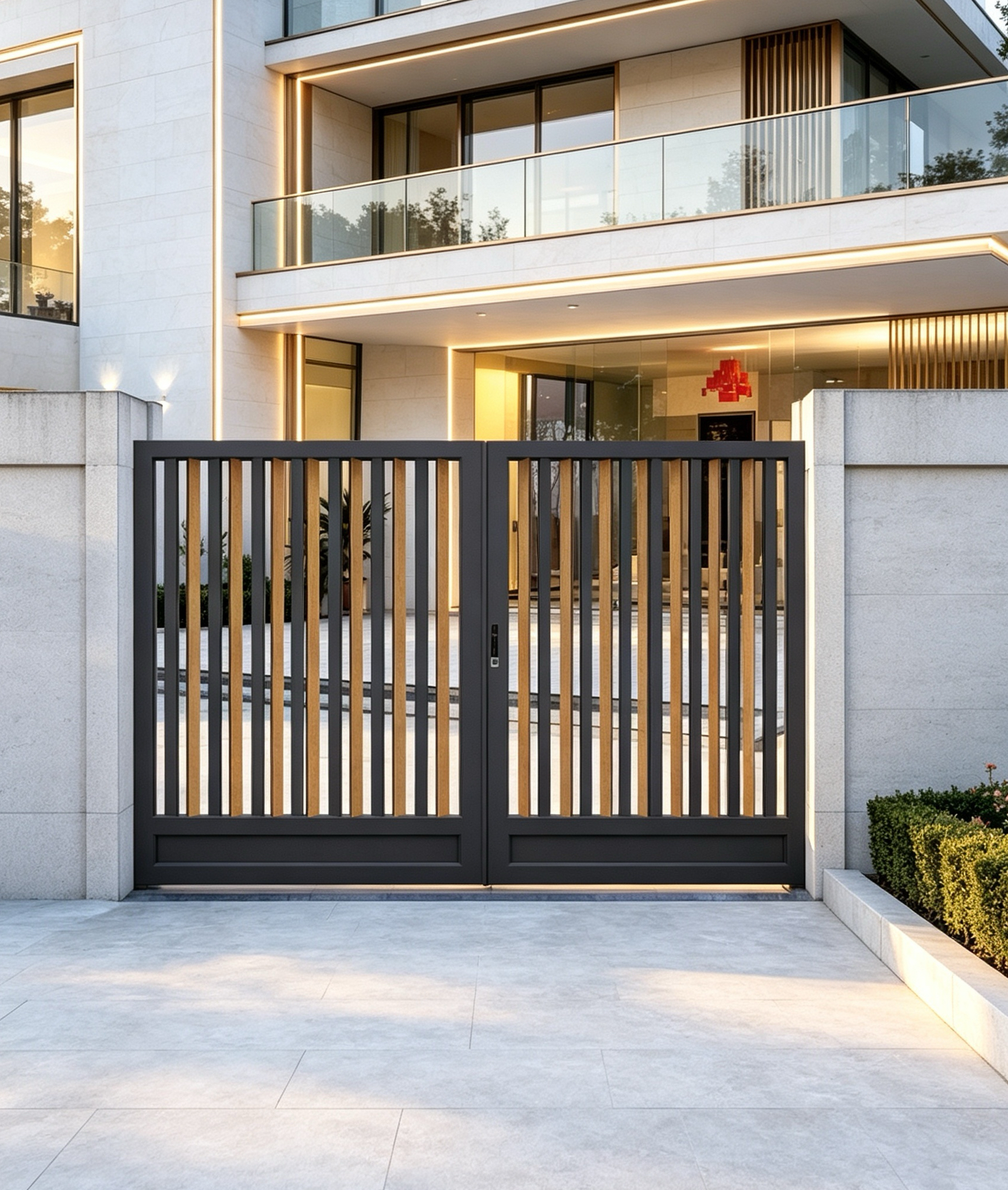 Modern T6-T5 Aviation-grade Aluminum Alloy Custom Size Electric Control Courtyard Gate for Villa Gardens