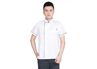 Embroidery Logo Restaurant Work Shirts Cotton Anti - Wrinkle With Stand Collar