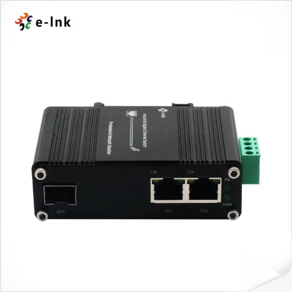 Mini Industrial 1-Port 100/1000X SFP to 2-Port 10/100/1000T Ethernet Media Converter