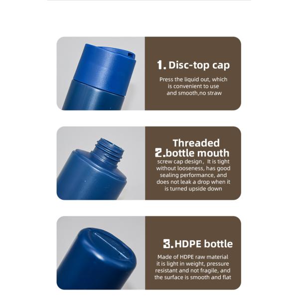 O aperto plástico do PE do tampão superior do disco engarrafa 250ml 300ml para a garrafa do condicionador de cabelo do leite do banho