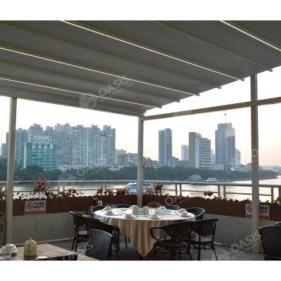 Pergola en aluminium de style Amérique du Nord avec tissu d'ombre rétractable pliable résistant au soleil