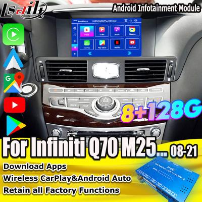 Interface multimídia 8G Qualcomm Android para Infiniti Q70 M45 M25 2010- Wireless CarPlay Box, Android Auto, NetFlix