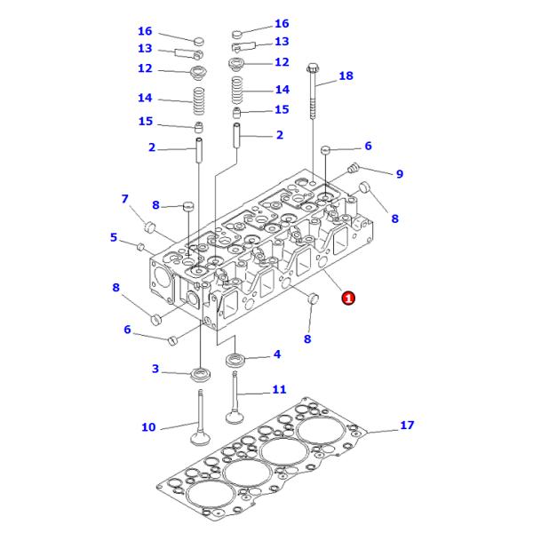 6208 - 11 - 1100 6208111100 Engine Cylinder Head S4D95 PC130 - 7 Turbo