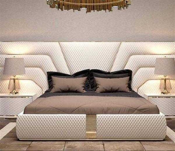 Luxury Custom Leather Modern Bedroom Furniture Sets Cherry Wood King Size Bed
