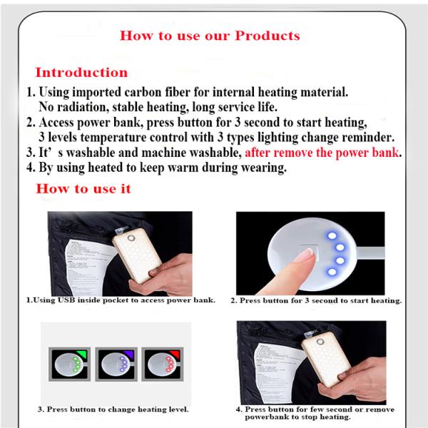 Far Infrared Heated Waist Coats Mens Jacket Vest With Heating Pad For Clothes